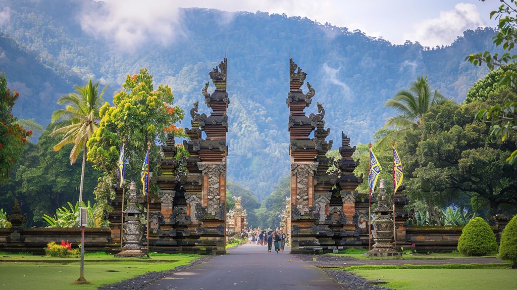 gate that has mountain it